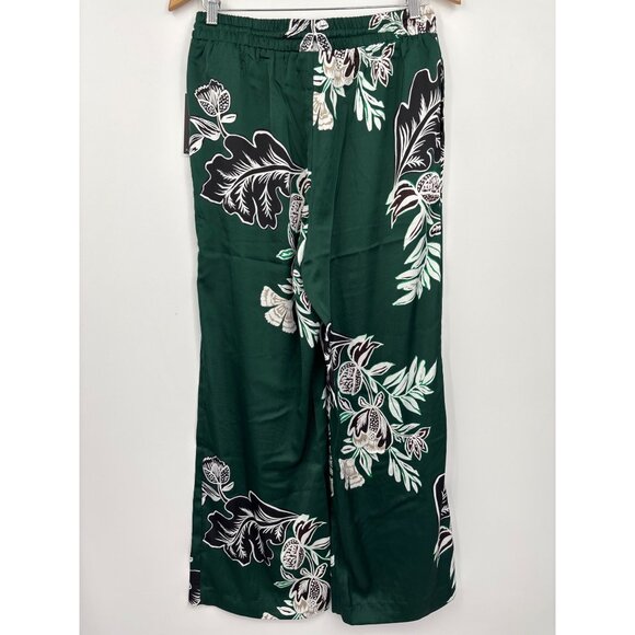 Rafaella Floral Pull On Wide Leg Pant Sparkling Green Black Size Medium NEW - Picture 4 of 6